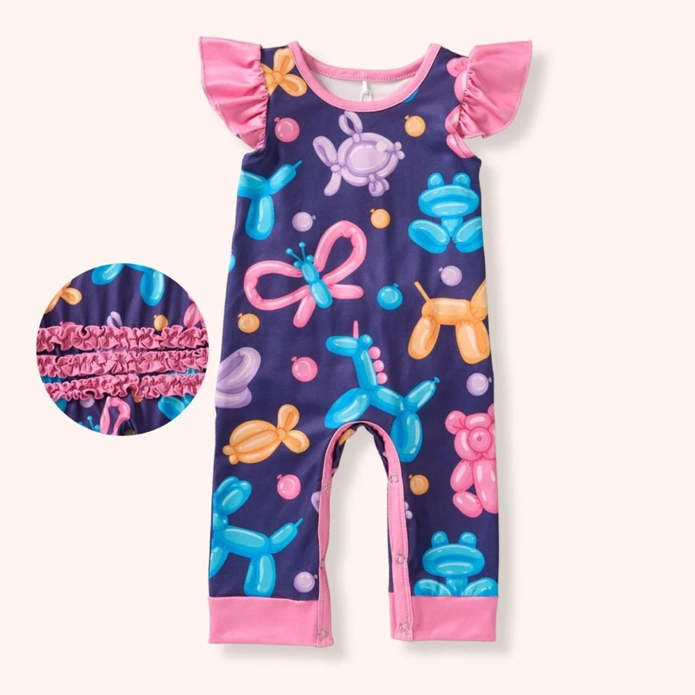 Colorful Balloon Animal Print Kids One Piece